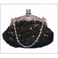 Women's Fashion Sequined Black Evening Clutch