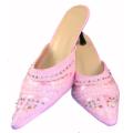 Ladies Fashion Pink Sequined Slides / Mules