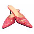 Women's Fashion Red Sequined Slides / Mules