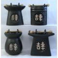 4" Black Ceramic Oil Burners - 4 Assorted
