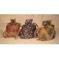 Christmas Print Organza Bag w/Oval Candle