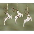 Wooden Reindeer Ornaments 3 Assorted Styles