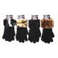 Chenille Stretch Gloves with Animal Fur Cuff