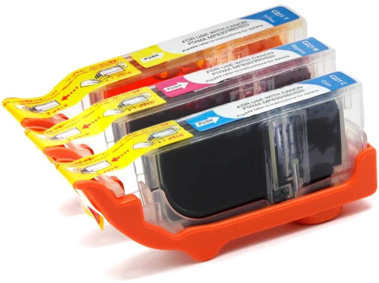 Compatible Canon CLI-221 Value 3-Pack: 1 ea C,M,Y