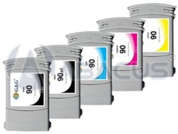 Compatible Large Format HP90 Ink Cartridges (5-Pack)