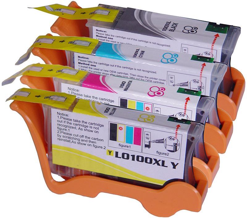 4 Lexmark 100XL (1b,1c,1m,1y) Compatible Ink Cartridges