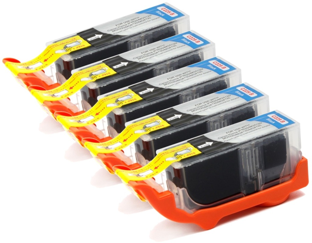 Compatible Canon PGI-225 Black Ink Tank w/Chip: 5 pack