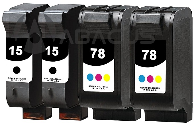 Reman HP 15 & 78 Value 4-Pack: 2 black / 2 color