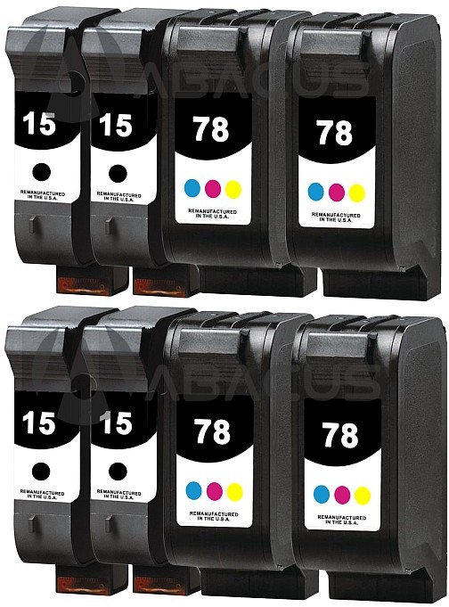 Reman HP 15 & 78 Value 8-Pack: 4 black / 4 color