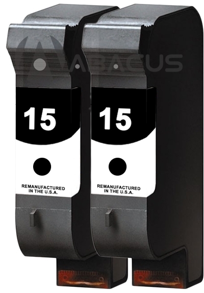 Reman HP 15 (C6615A) Black Ink Cartridge: 2-Pack