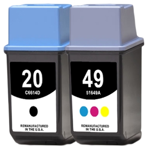 Reman HP 20 & 49 Value 2-Pack: 1 black / 1 color