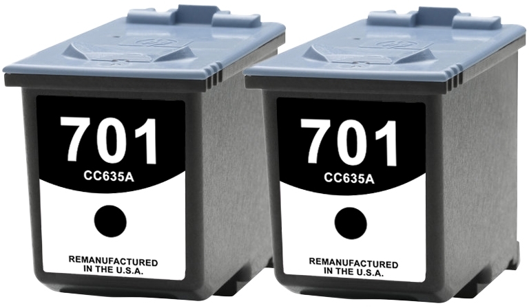 Remanufactured HP 701 (CC635) Black Ink Cartridge: 2-pack