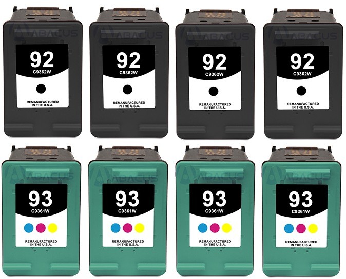 Reman HP 92 & 93 Value 8-Pack: 4 black / 4 color