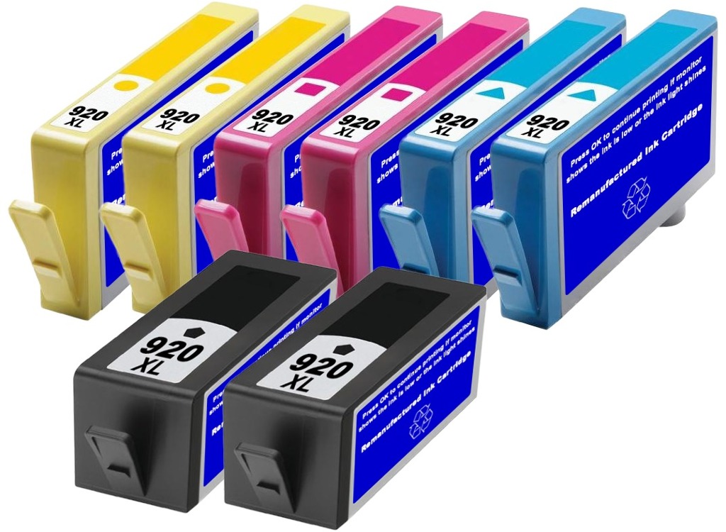 Reman HP 920XL Ink Cartridges 8-Pack (2Bk/2C/2M/2Y)