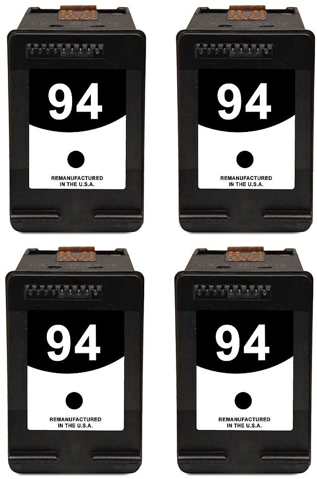 Reman HP 94 (C8765WN) Black Ink Cartridge: 4-Pack