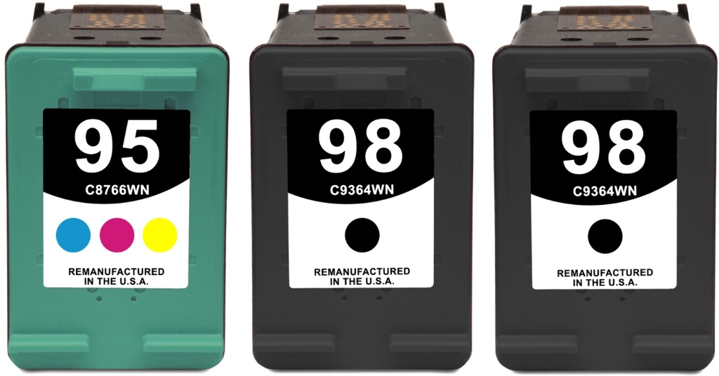 Reman HP 95 & 98 Value 3-Pack: 2 black / 1 color