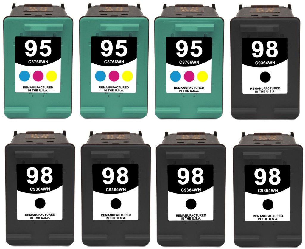 Reman HP 95 & 98 Value 8-Pack: 5 black / 3 color