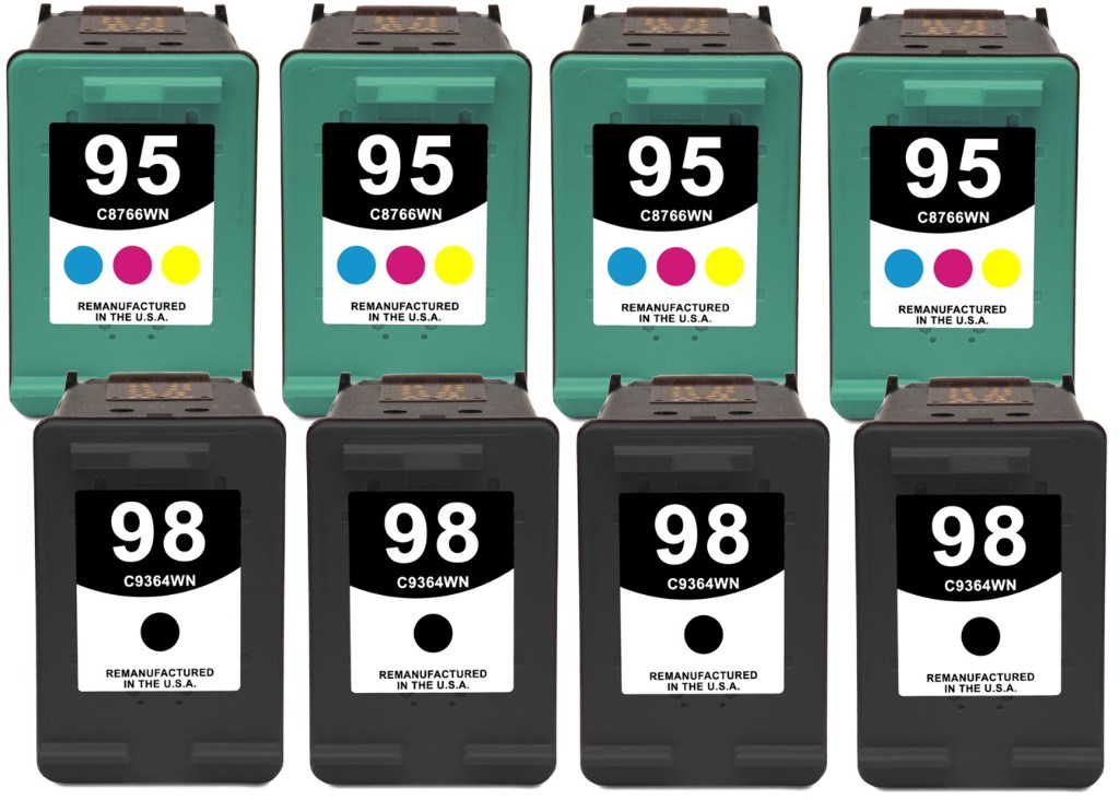 Reman HP 95 & 98 Value 8-Pack: 4 black / 4 color