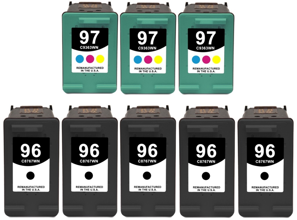 Reman HP 96 & 97 Value 8-Pack: 5 black / 3 color