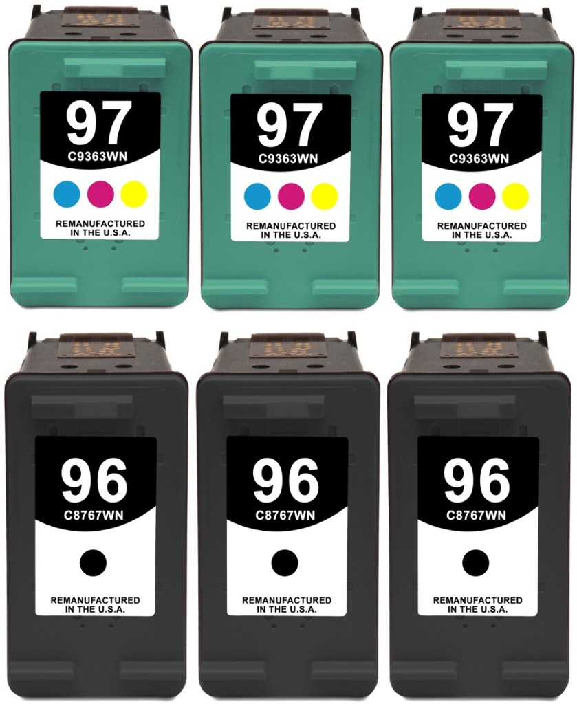 Reman HP 96 & 97 Value 6-Pack: 3 black / 3 color