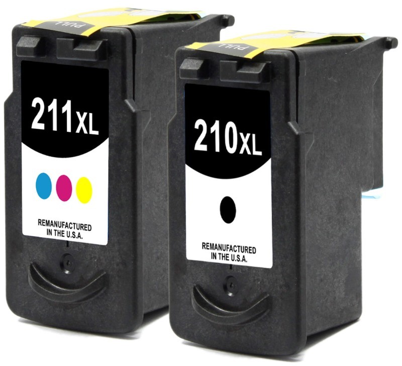 Reman Canon PG-210/CL-211 Extra Large Ink Cartridges: 2-Pack