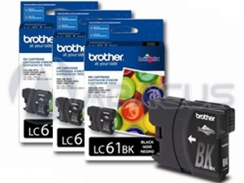 Genuine Brother LC61BK Black Inkjet Cartridge: 3-Pack