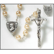 Papal Pearl Glass Rosary