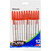 BAZIC Pure Red Stick Pen (12/pack)
