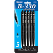 BAZIC B-330 Black Color Retractable Pen (6/Pack)