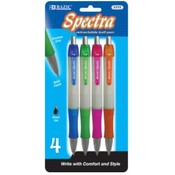 BAZIC Spectra Retractable Pen w/ Cushion Grip (4/P