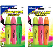 BAZIC Fluorescent Highliters w/ Pocket Clip (4/Pac