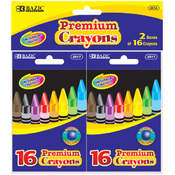 BAZIC 16 Color Premium Quality Crayon (2/Pack)
