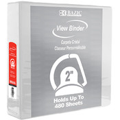 BAZIC 2" White PVC 3-Ring View Binder w/ 2-Pockets