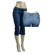 Womens Denim Stretch Capri Pants