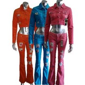 Womens Corduroy 2pc Sets With Crop Jacket