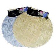 2 Piece 16" Round White/Beige Woven Doilies