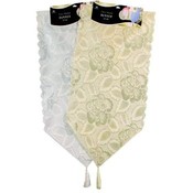 16"x36" White/Beige Woven Runner