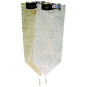 16"x45" White/Beige Woven Runner