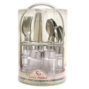 16 Piece Cutlery Set In Chrome Caddy-Clear