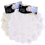 2 Piece. 14" Round White/Beige Heavy Lace Knit Doi