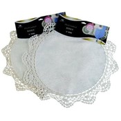 White/Beige 16" Round Knit Crochet Doily