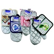 Silver Colored Oven Mitt &amp; Pot Holder Set