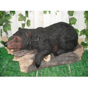 BEAR SLEEPING ON LOG FIGURINE