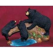 12" Bear &amp; Cubs On Branch Figurine