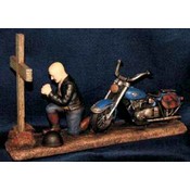 14"X8 1/4" Praying Biker Figurine