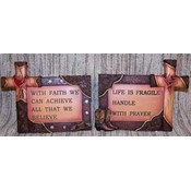 Wall Cross With Saying, 2 Asst.