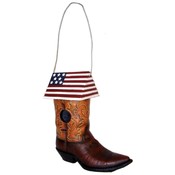 11"X9 3/4" Boot Birdhouse W/ American Flag