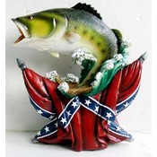 9 3/4"X9" Bass With Rebel Flag Figurine