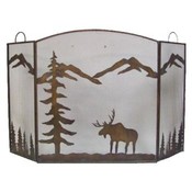 Metal Fireplace Screen W Moose