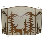 Metal Fireplace Screen W Deer